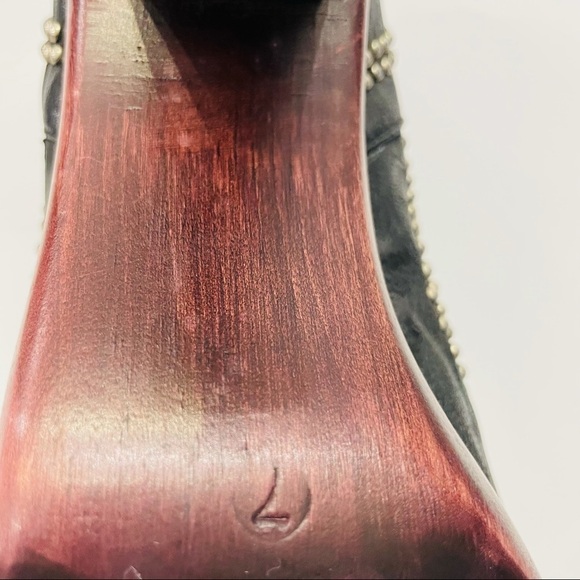 Calleen Cordero x Free People Studded Black Leather Booties Wood Heal Size 7 - Picture 13 of 13